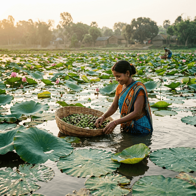Makhana harvest in Bihar