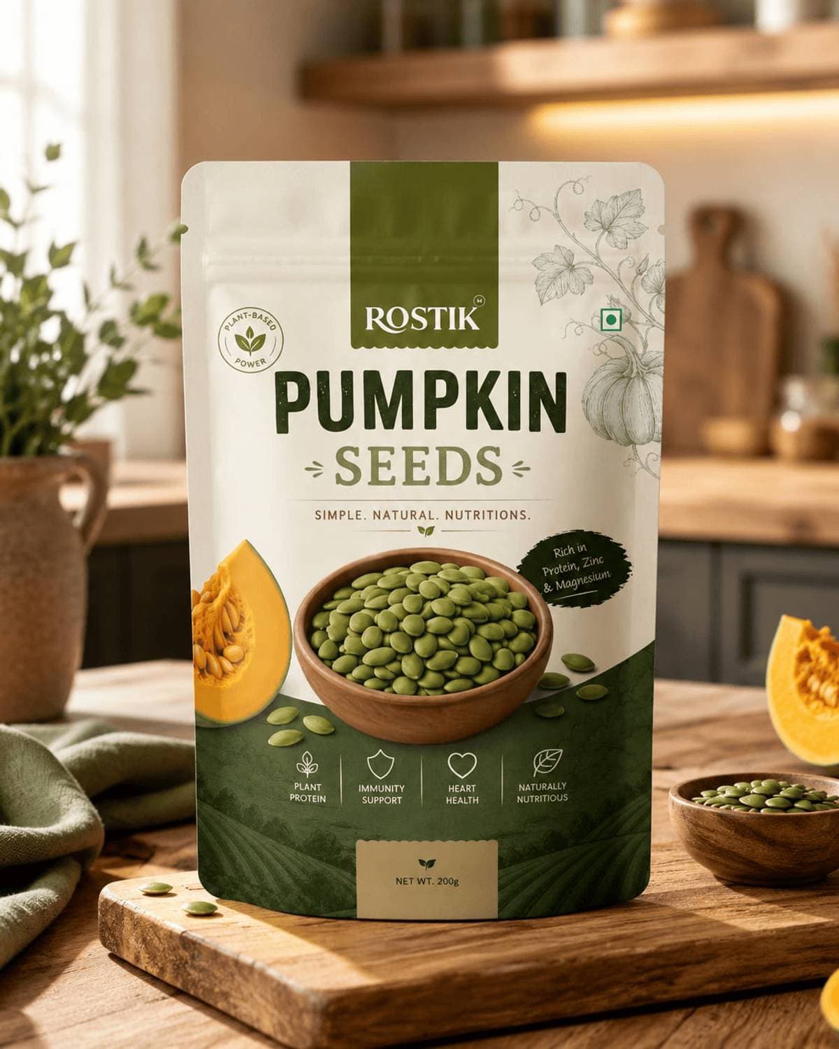 ROSTIK FOODS Premium Pumpkin Seeds | 100% Natural, Raw & Unroasted | Rich in Protein, Zinc & Magnesium thumbnail 2