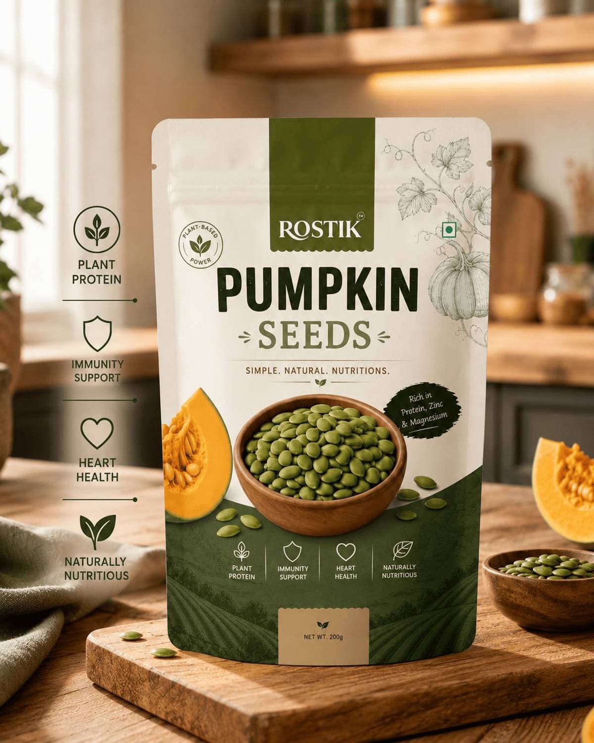 ROSTIK FOODS Premium Pumpkin Seeds | 100% Natural, Raw & Unroasted | Rich in Protein, Zinc & Magnesium thumbnail 3
