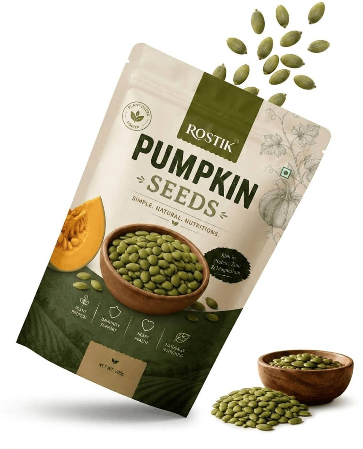 ROSTIK FOODS Premium Pumpkin Seeds | 100% Natural, Raw & Unroasted | Rich in Protein, Zinc & Magnesium thumbnail 4